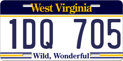 WV license plate 1DQ705