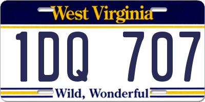 WV license plate 1DQ707