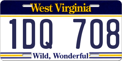 WV license plate 1DQ708