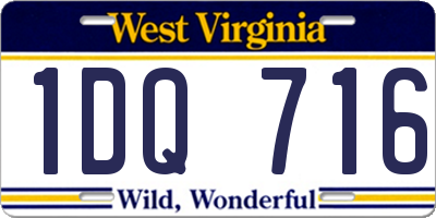 WV license plate 1DQ716