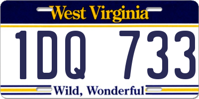 WV license plate 1DQ733