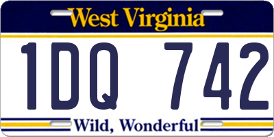 WV license plate 1DQ742