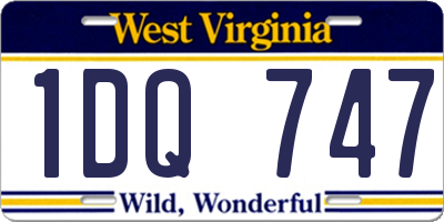 WV license plate 1DQ747