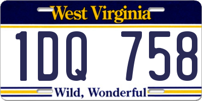 WV license plate 1DQ758