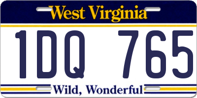 WV license plate 1DQ765