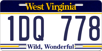WV license plate 1DQ778