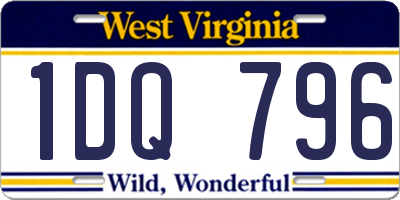 WV license plate 1DQ796