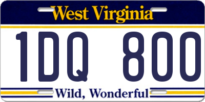 WV license plate 1DQ800