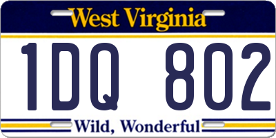 WV license plate 1DQ802