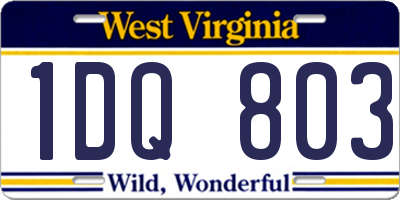 WV license plate 1DQ803