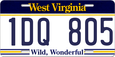 WV license plate 1DQ805
