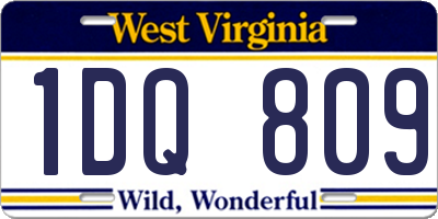 WV license plate 1DQ809