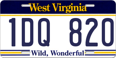 WV license plate 1DQ820