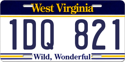 WV license plate 1DQ821