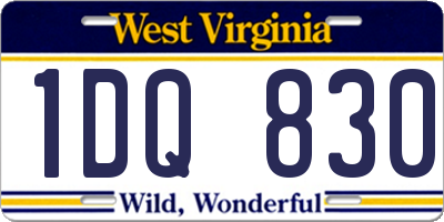 WV license plate 1DQ830