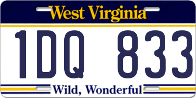 WV license plate 1DQ833