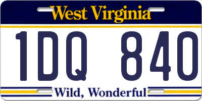 WV license plate 1DQ840