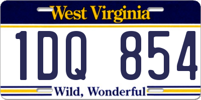 WV license plate 1DQ854