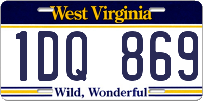 WV license plate 1DQ869