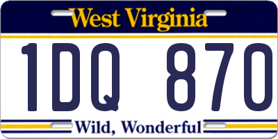 WV license plate 1DQ870