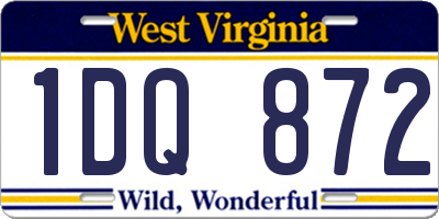 WV license plate 1DQ872
