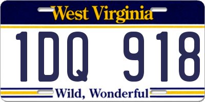 WV license plate 1DQ918