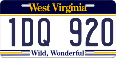 WV license plate 1DQ920