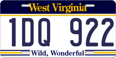 WV license plate 1DQ922