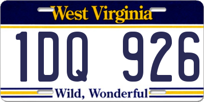 WV license plate 1DQ926