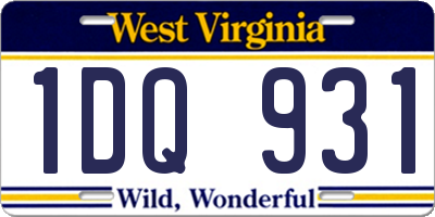 WV license plate 1DQ931