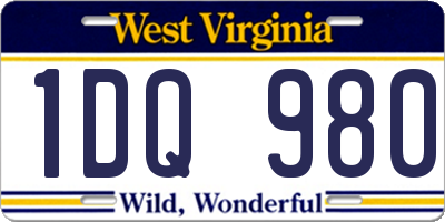 WV license plate 1DQ980