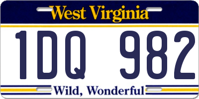 WV license plate 1DQ982