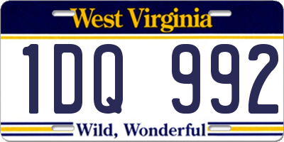 WV license plate 1DQ992