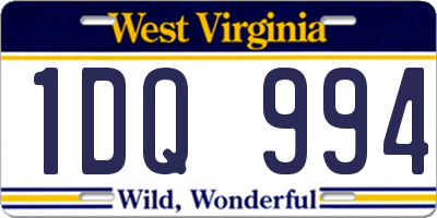 WV license plate 1DQ994