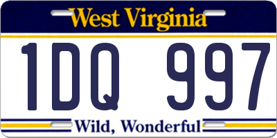 WV license plate 1DQ997