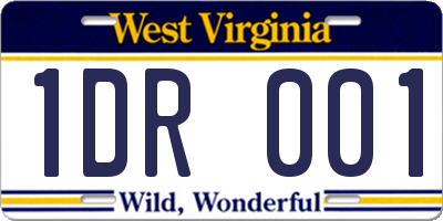 WV license plate 1DR001