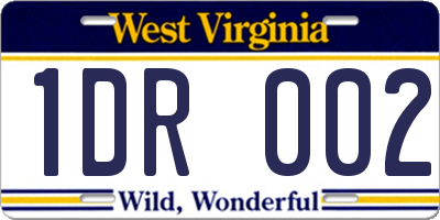 WV license plate 1DR002