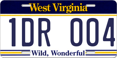 WV license plate 1DR004