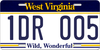 WV license plate 1DR005
