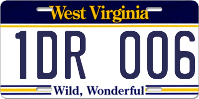 WV license plate 1DR006