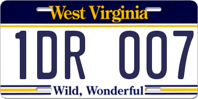 WV license plate 1DR007