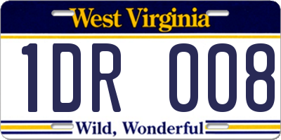 WV license plate 1DR008