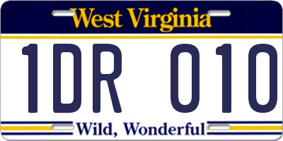 WV license plate 1DR010