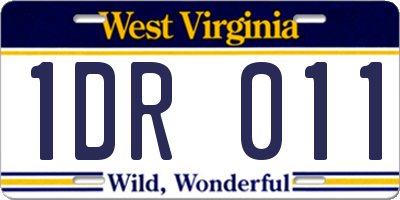 WV license plate 1DR011
