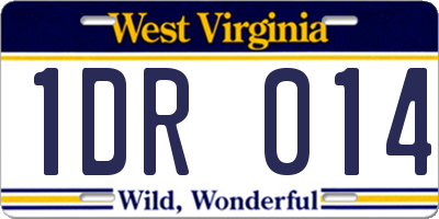 WV license plate 1DR014