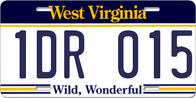 WV license plate 1DR015