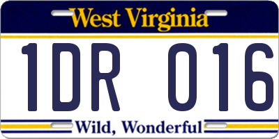 WV license plate 1DR016