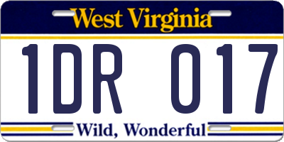 WV license plate 1DR017