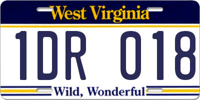 WV license plate 1DR018