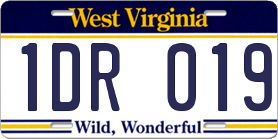 WV license plate 1DR019